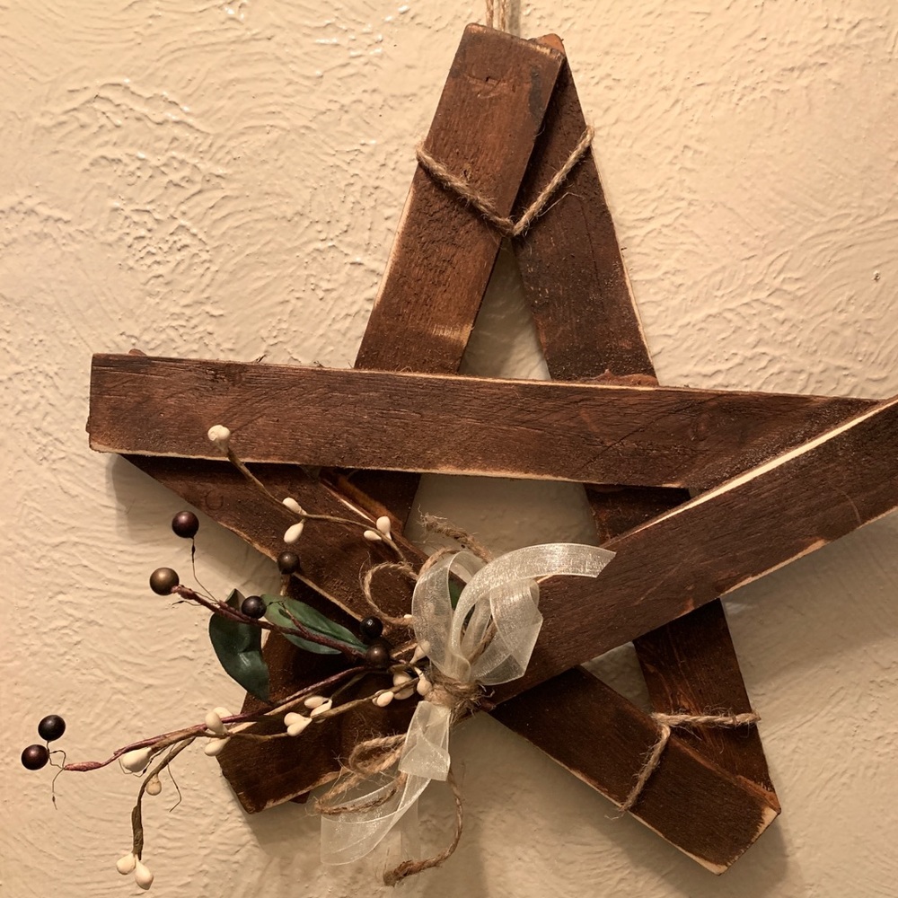 Wood Barn Star, Rustic Farmhouse Decor New Handmade 5 Point Star 12”